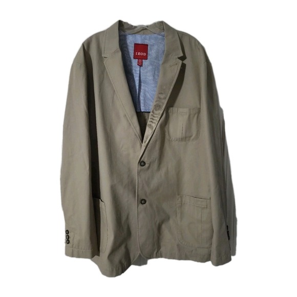 IZOD Cotton Blazer Sport Coat Jacket, Tan, Men's Size XXL - Picture 1 of 5